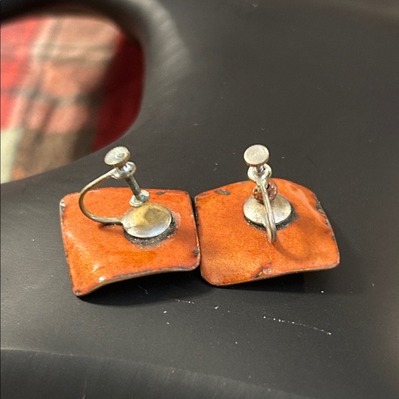 Artistic Yellow Square Earrings - Picture 2 of 4